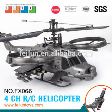 Zángano rc de 2.4G 4CH ABS material solo propulsor modelado militar helicóptero con el girocompás certificado de CE/FCC/ASTM